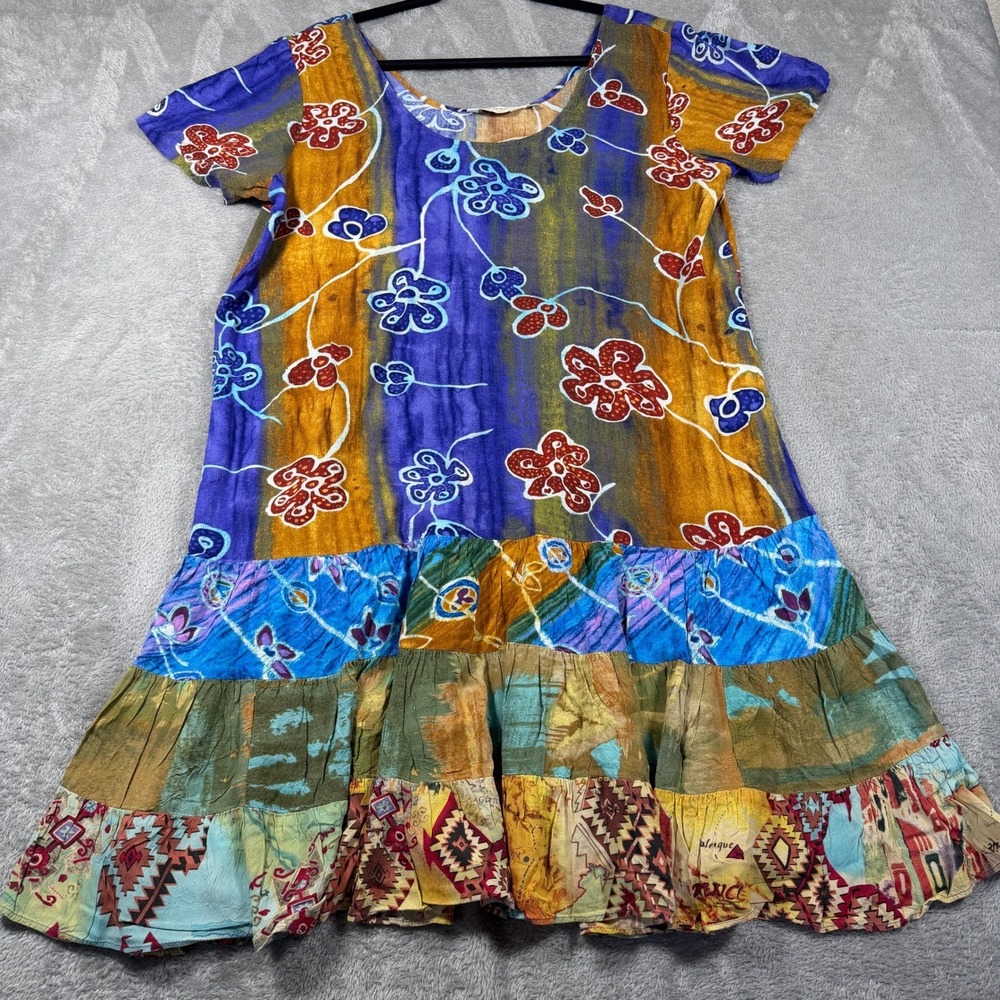 Jams World Dress Women XL Multicolor Charms Floral Tiered Boho